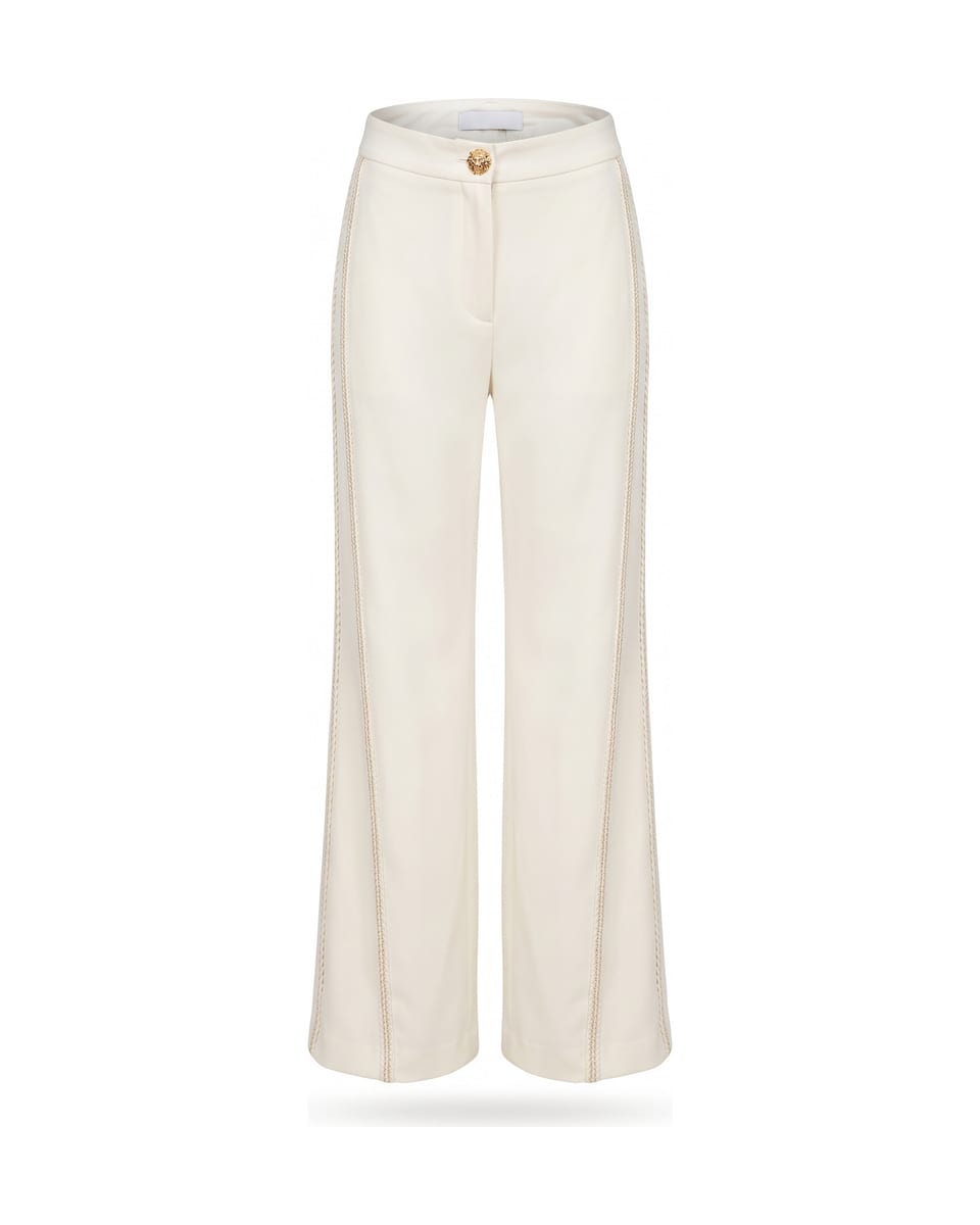 Blazer à franges, ivoire, pantalon seul sur fond blanc