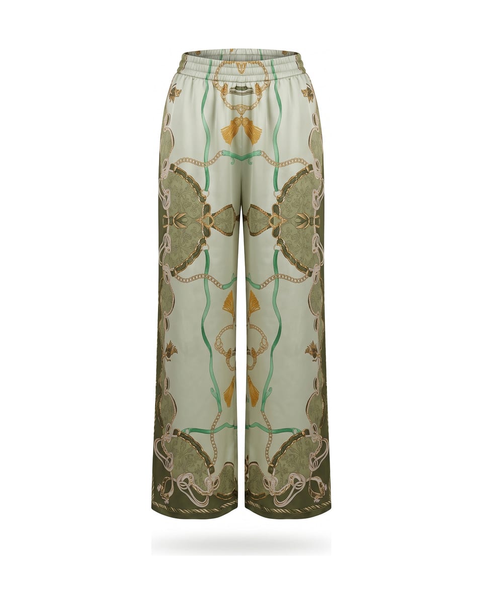 Ensemble chaînes, vert sauge, pantalon seul sur fond blanc