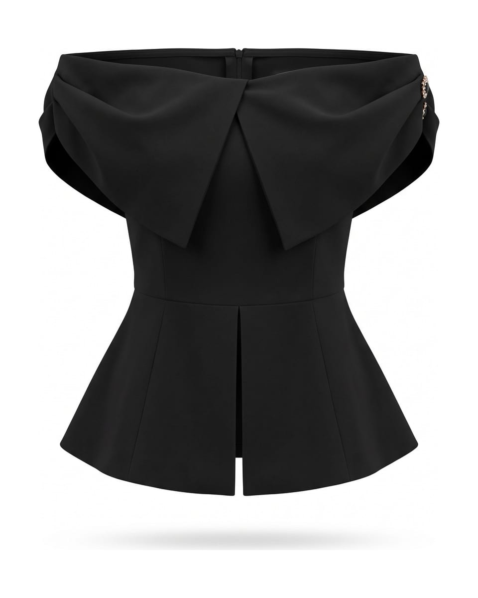 Ensemble de soirée en tulle, noir, haut seul sur fond blanc