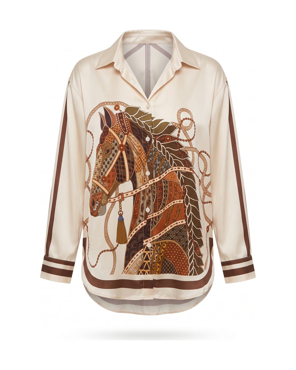 Ensemble équestre, ivoire, chemise seule sur fond blanc