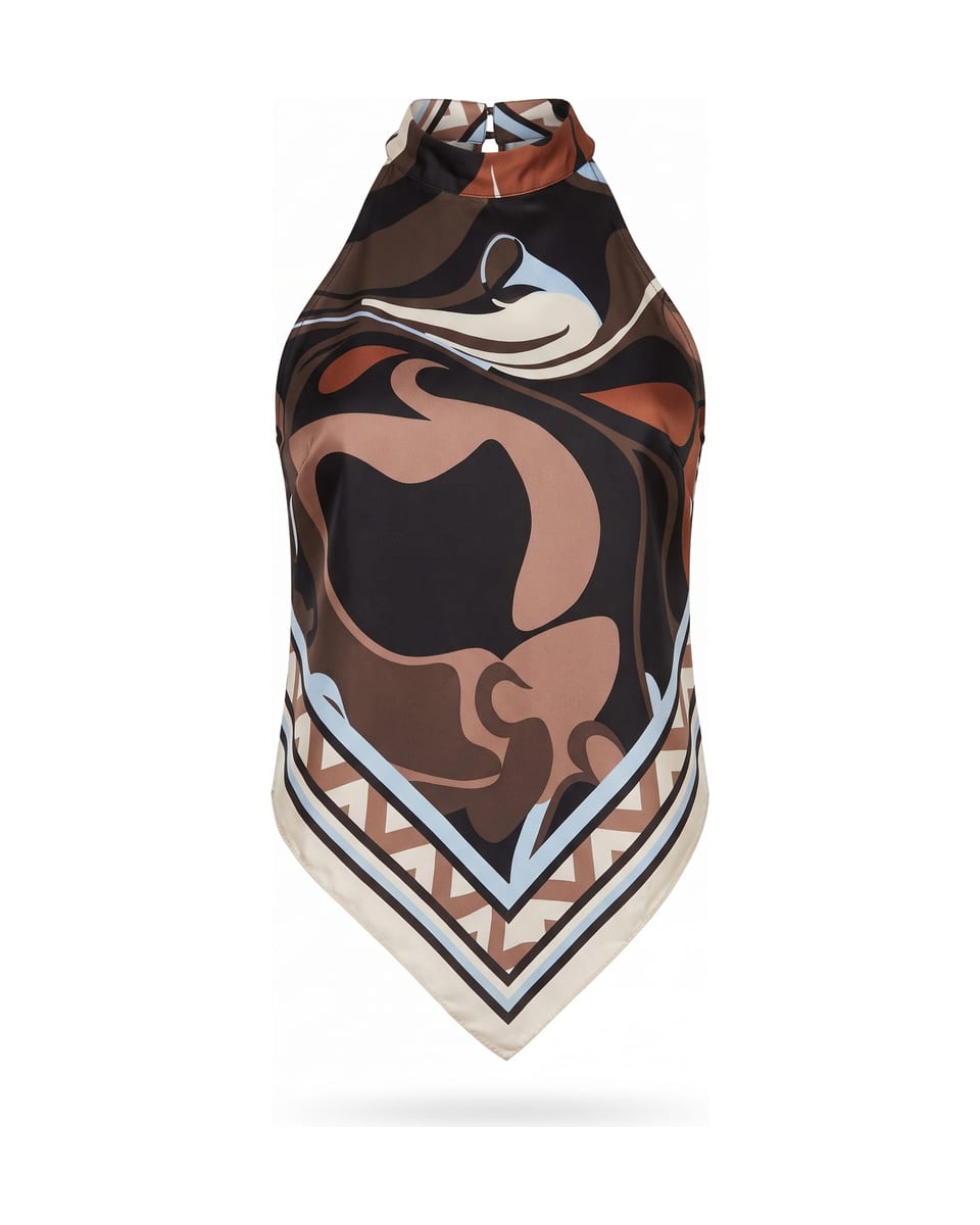 Ensemble foulard, marbre, haut seul sur fond blanc