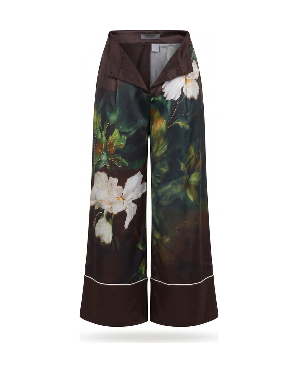 Ensemble kimono, jardin de nuit, pantalon seul sur fond blanc