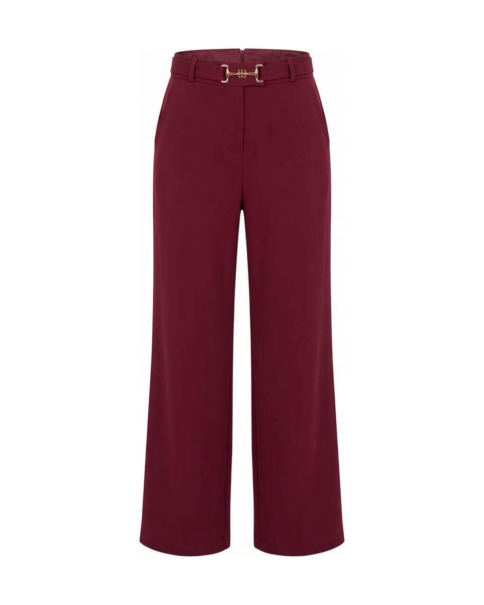 Ensemble manches papillon, bordeaux, pantalon seul sur fond blanc