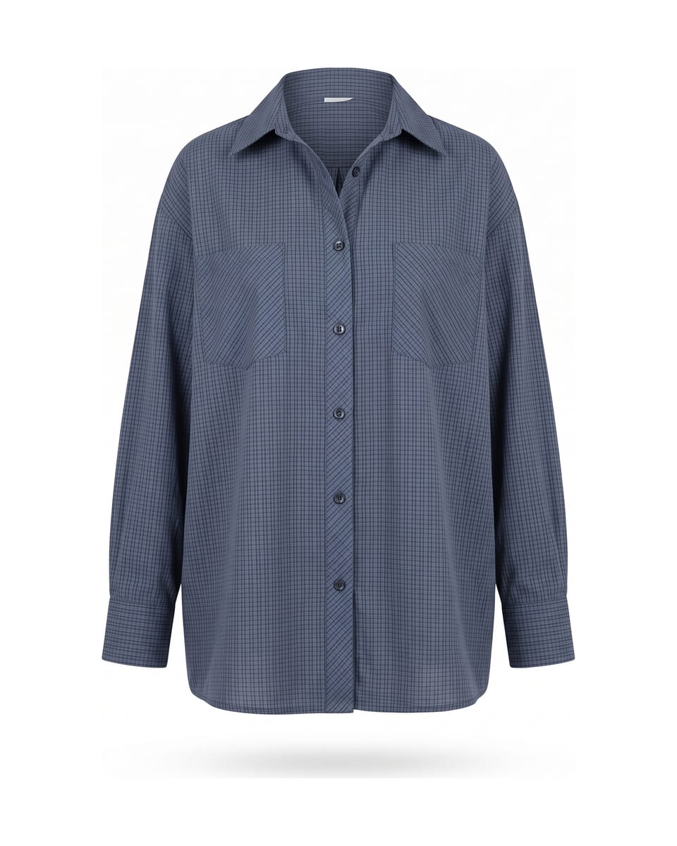Ensemble sarouel, bleu ardoise, chemise seule sur fond blanc